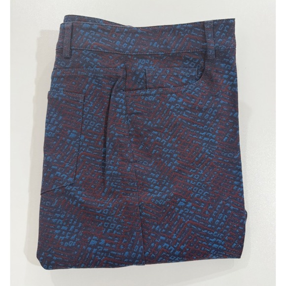 Doncaster Collection Navy Burgundy Jacquard Trousers Pants Womens 16 W416 - Picture 5 of 10